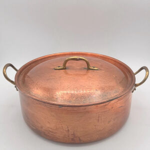Vintage Tagus Copper Pot with Lid BrassHandles Made in Portugal 8”x3”